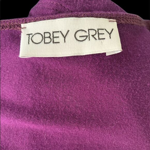 Tobey Grey purple jersey body com sexy dress cowl back draped and open Small - Picture 8 of 9